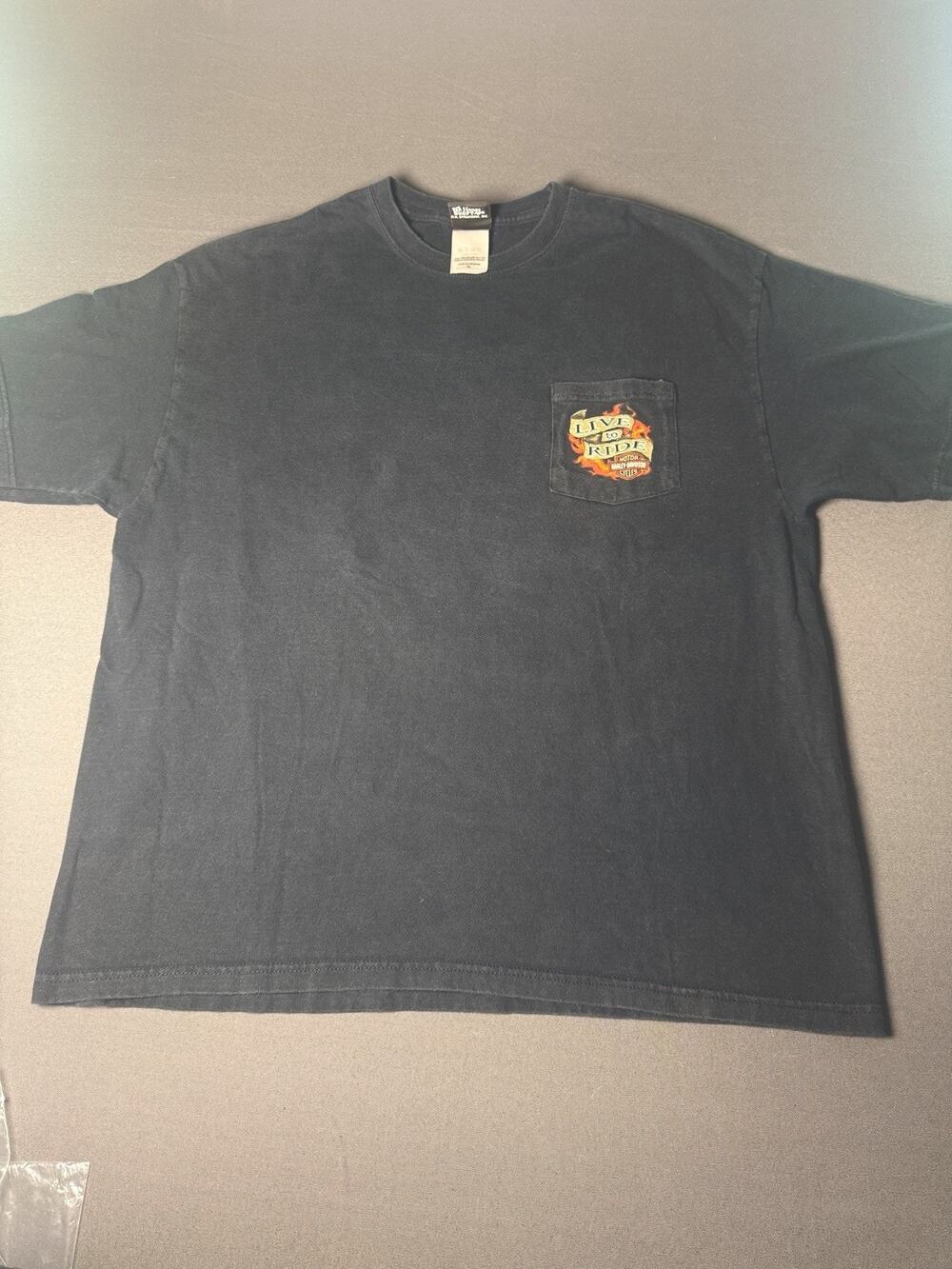 Harley Davidson Vintage Live To Ride Beefy Pocket Bossier City Mens T-shirt